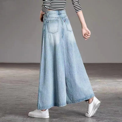 High Waisted Wide Leg Vintage Jeans Light Blue