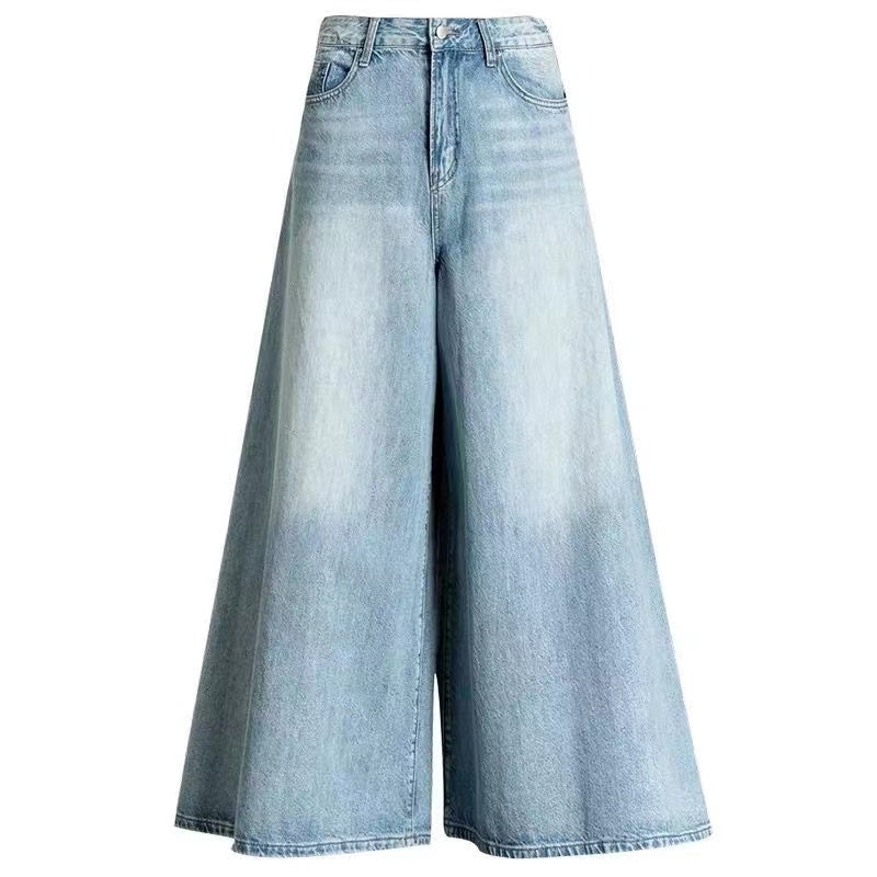 High Waisted Wide Leg Vintage Jeans Light Blue