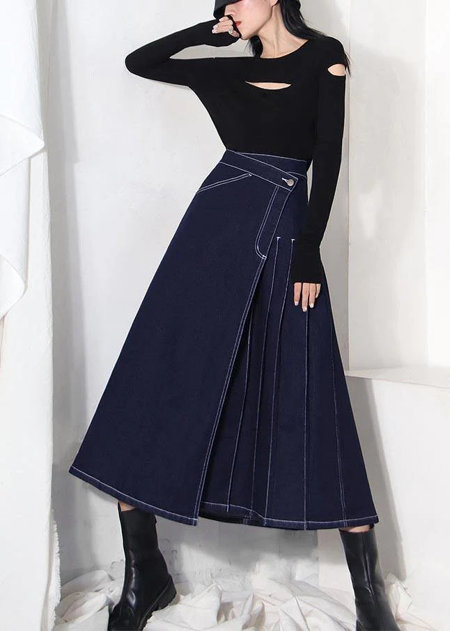 Zipper Asymmetric Design  Bodycon Dress Blue