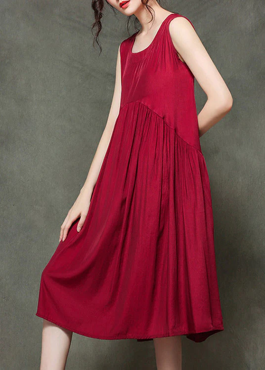 Casual Pleated Hem Dress Sleeveless