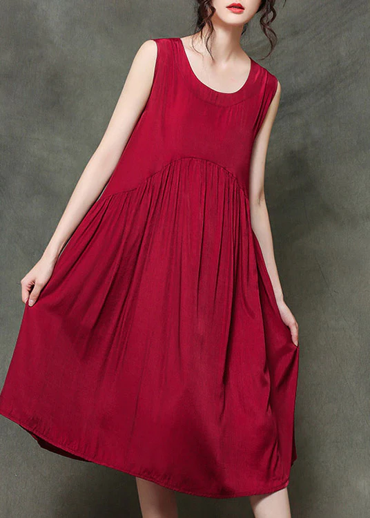 Casual Pleated Hem Dress Sleeveless