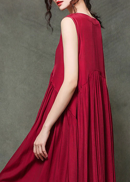 Casual Pleated Hem Dress Sleeveless