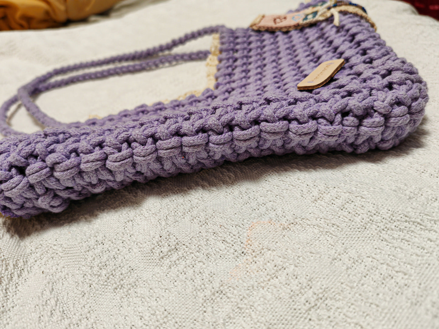 Light Purple Lace Trimmed Heart Shaped Knitting Bag