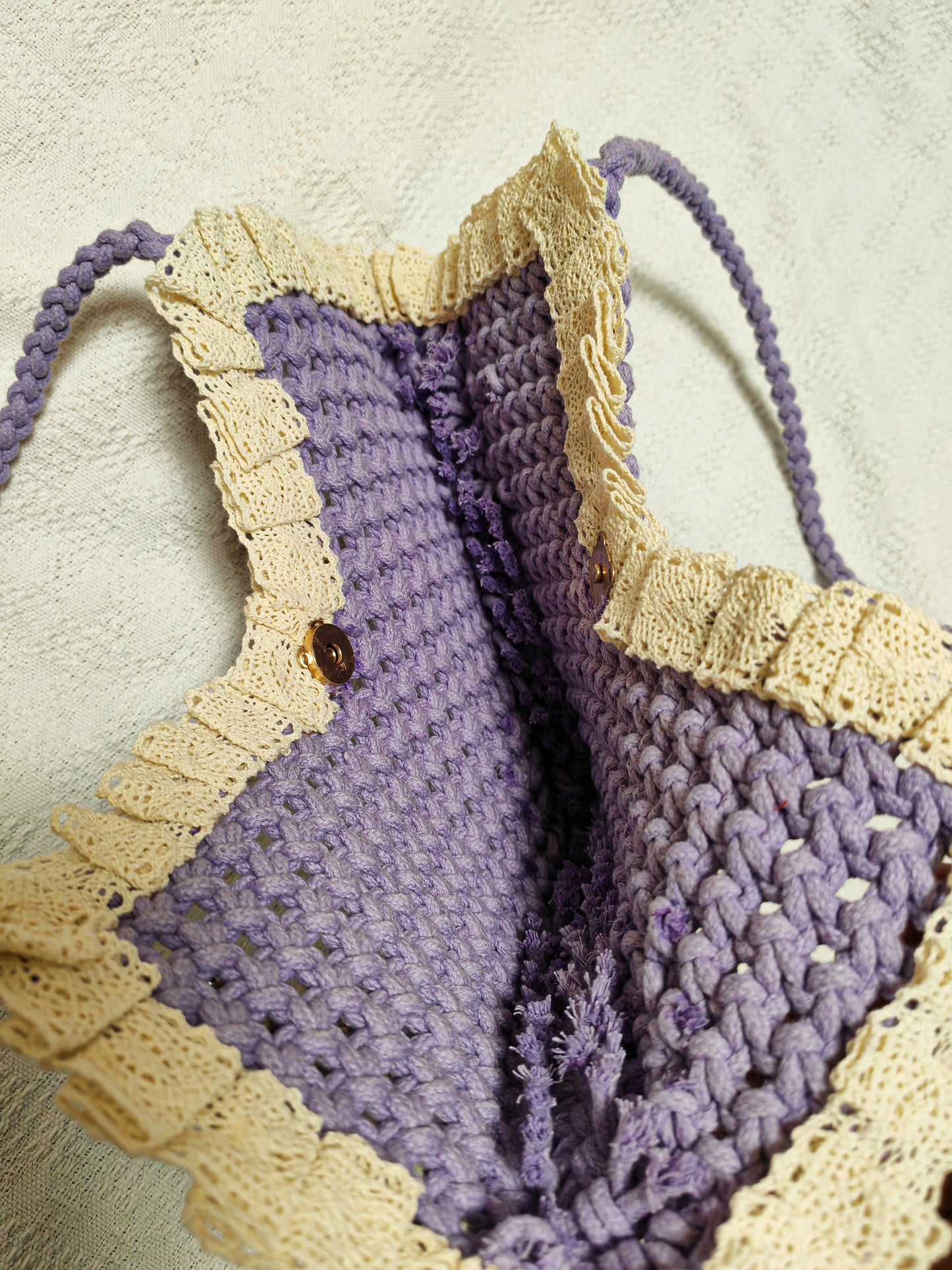 Light Purple Lace Trimmed Heart Shaped Knitting Bag