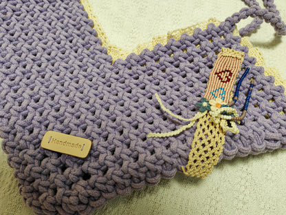 Light Purple Lace Trimmed Heart Shaped Knitting Bag