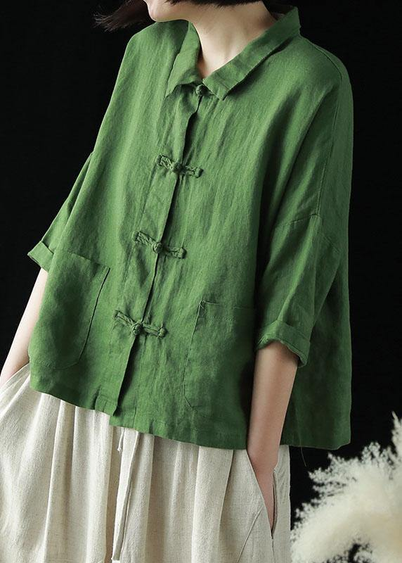 Lapel Pocket Cardigan Linen Jacket