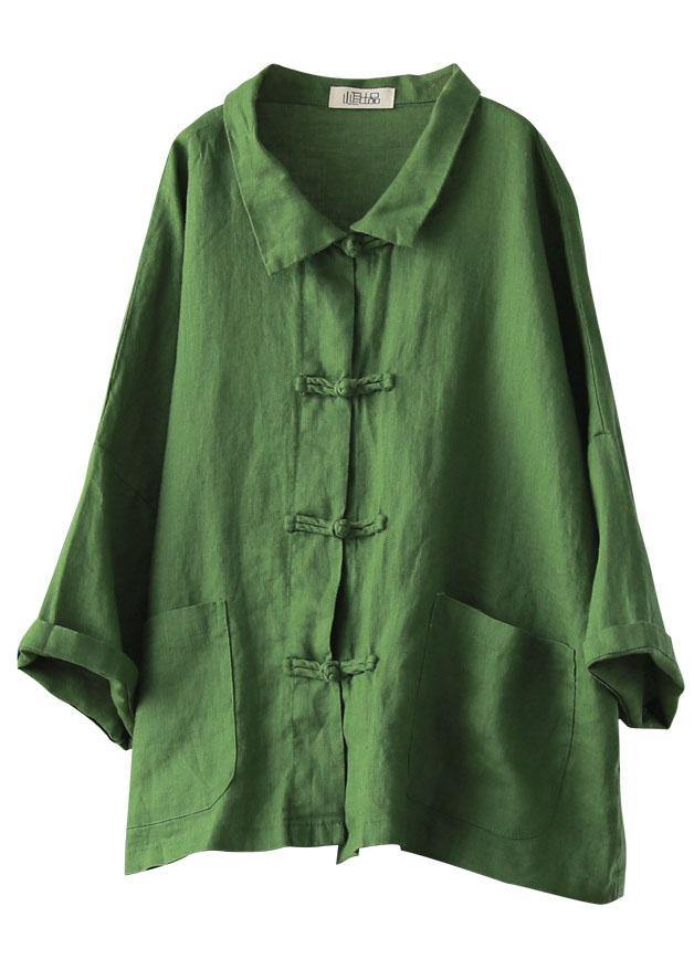 Lapel Pocket Cardigan Linen Jacket