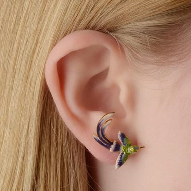 Cute Hummingbird Metal Ladies Hoop Earrings