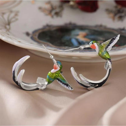 Cute Hummingbird Metal Ladies Hoop Earrings