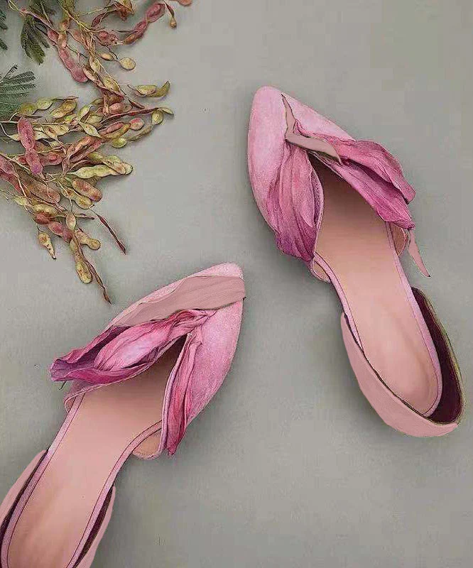Casual Hand-Made Floral Satin Pointed Flats