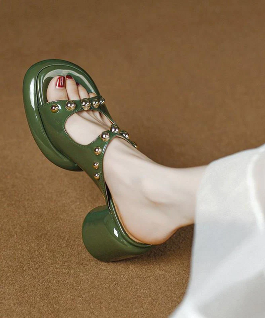 Faux Leather Studded Slippers And Sandals