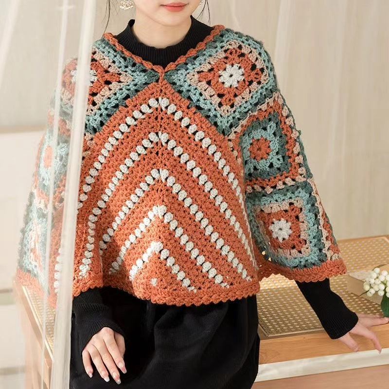 DIY Knitted Crochet Shawl With Geometric Patterns