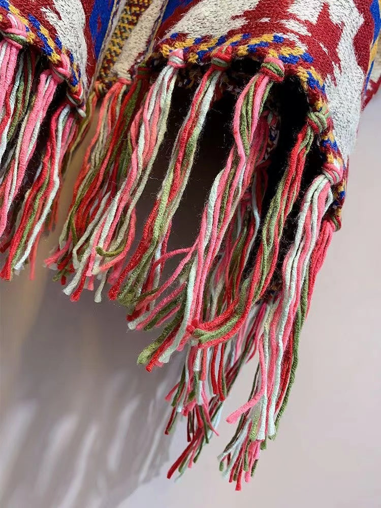 Versatile Bohemian Loose Knit Sweater Shawl