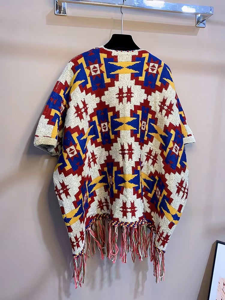 Versatile Bohemian Loose Knit Sweater Shawl