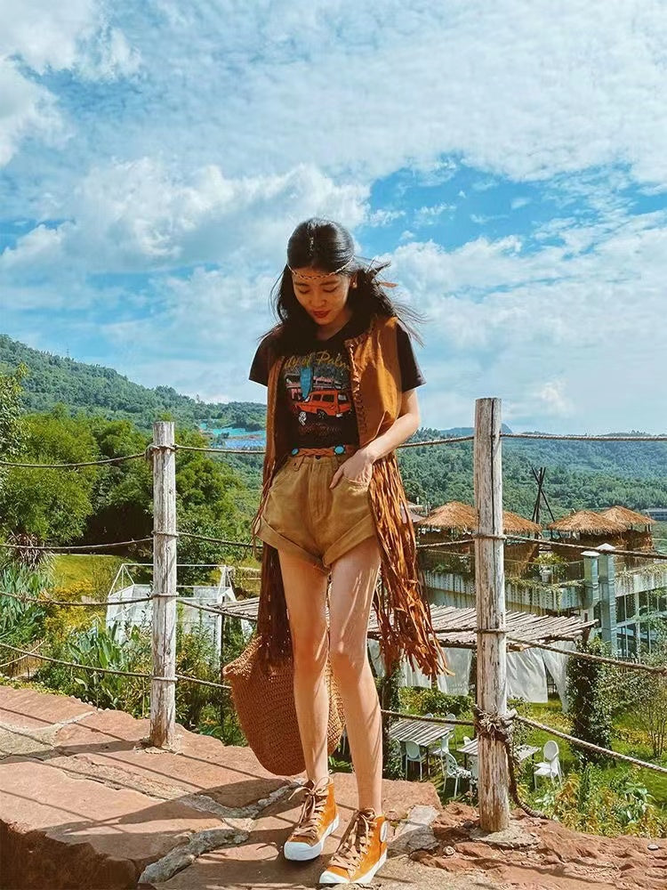 Boho Sleeveless Long Vest Vest