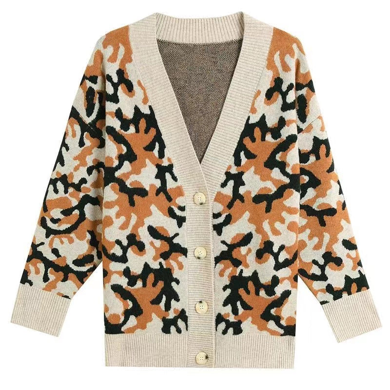 Clashing Wool Cardigan Jacket Sweater