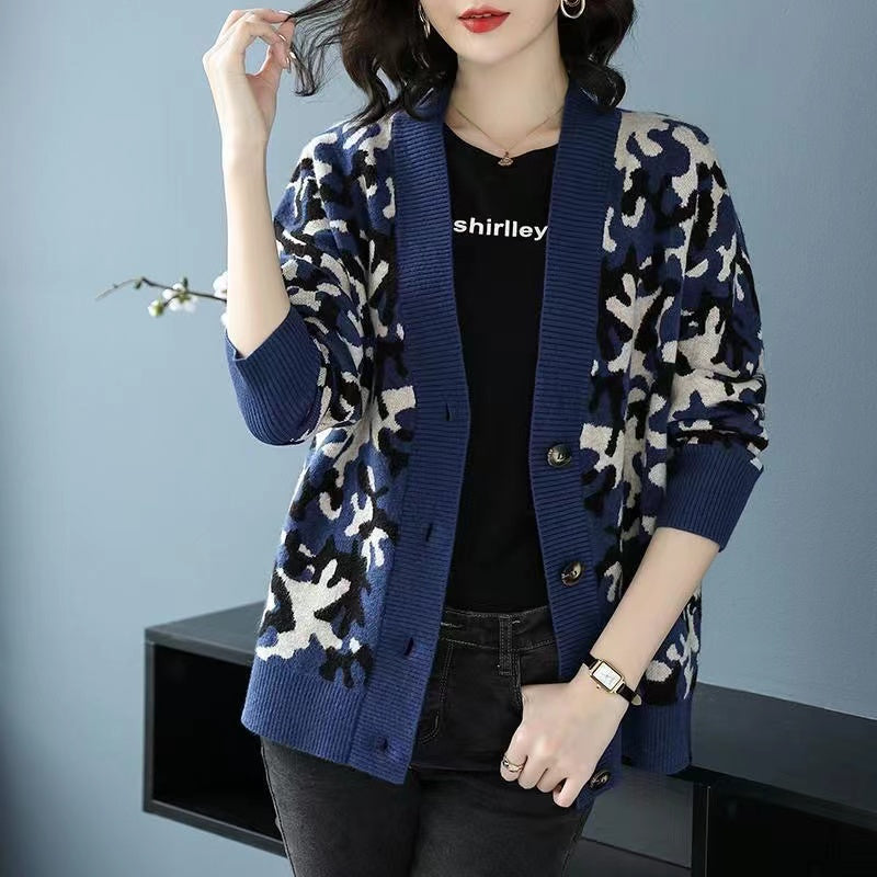 Clashing Wool Cardigan Jacket Sweater