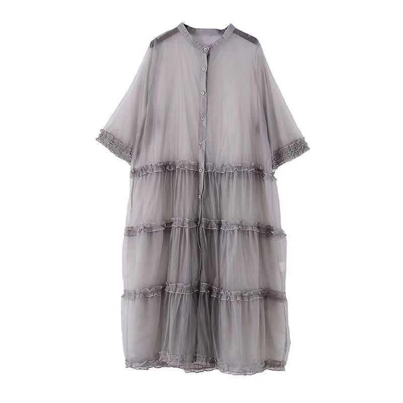Thin section of medium-length sunscreen medium-sleeved shirt jacket versatile