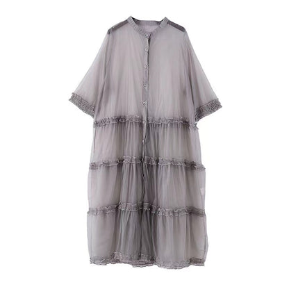 Thin section of medium-length sunscreen medium-sleeved shirt jacket versatile