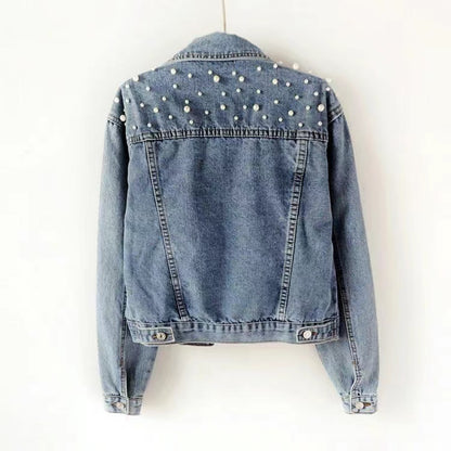 Loose Large Size Pearl Denim Jacket