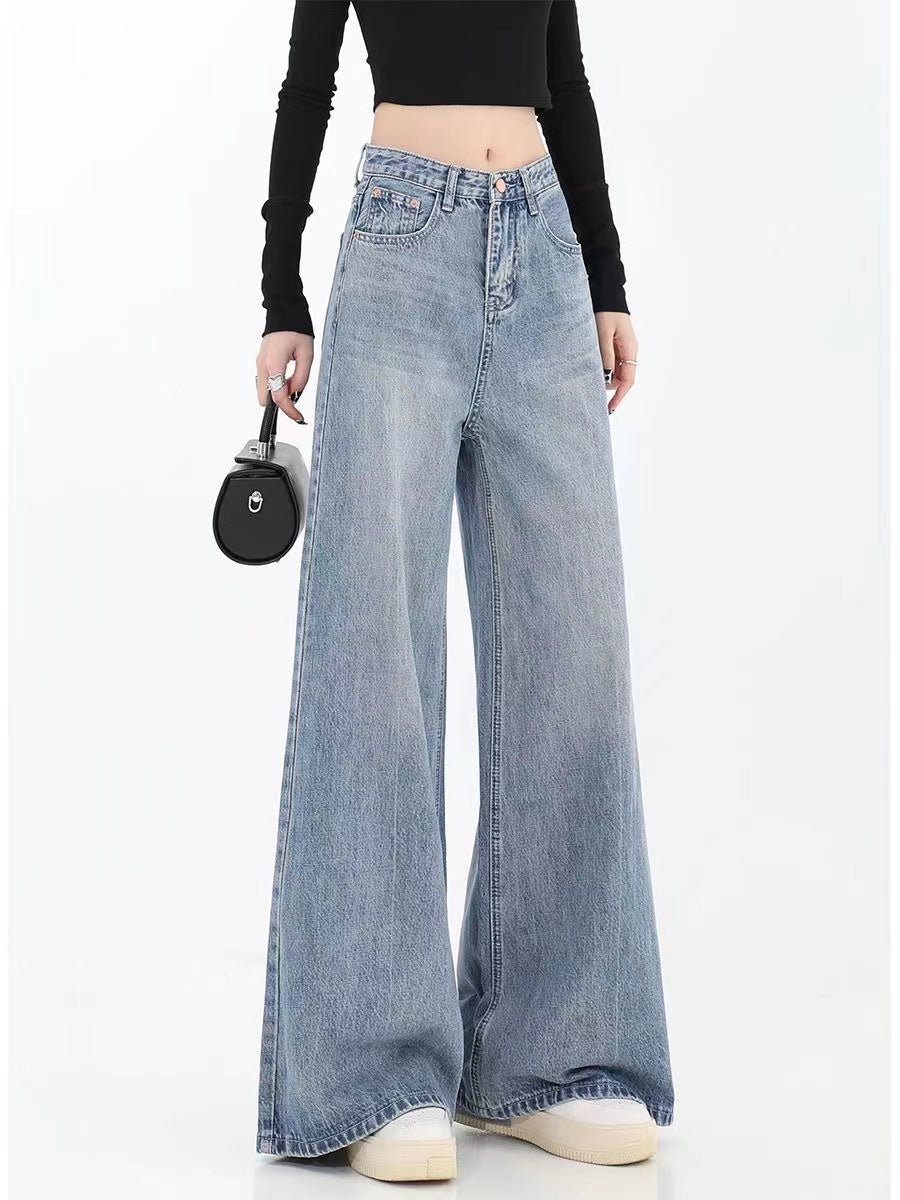 Pocket High Waist Long Wide Leg Jeans