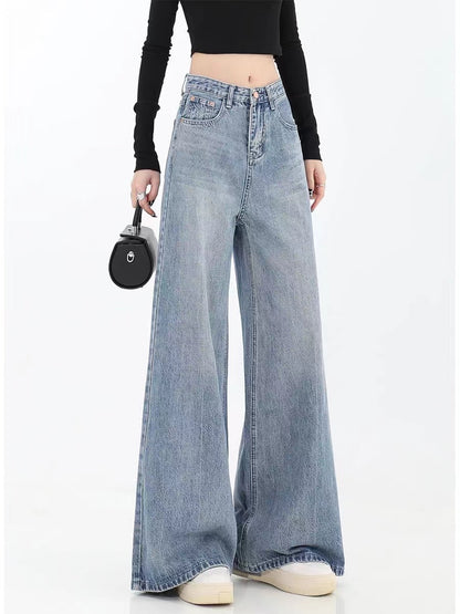 Pocket High Waist Long Wide Leg Jeans