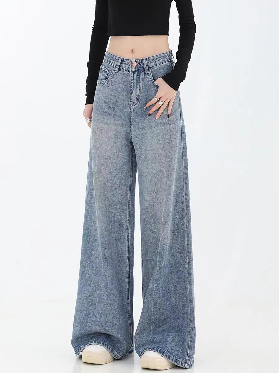 Pocket High Waist Long Wide Leg Jeans