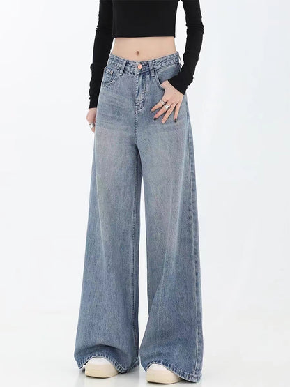 Pocket High Waist Long Wide Leg Jeans