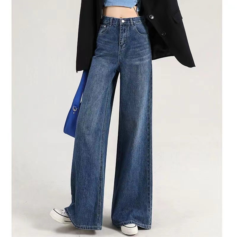 Pocket High Waist Long Wide Leg Jeans