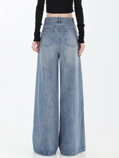 Pocket High Waist Long Wide Leg Jeans