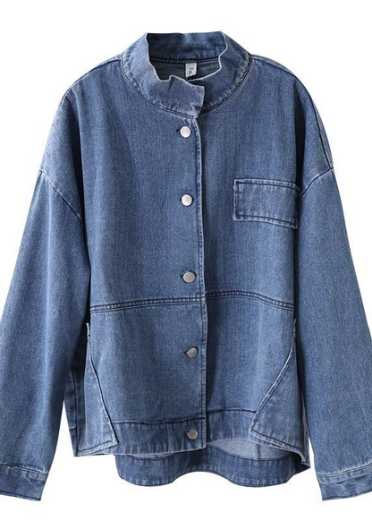 Stand-up Casual Jacket Denim Large Pocket Jacket