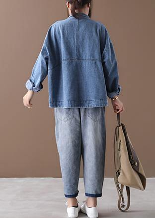 Stand-up Casual Jacket Denim Large Pocket Jacket