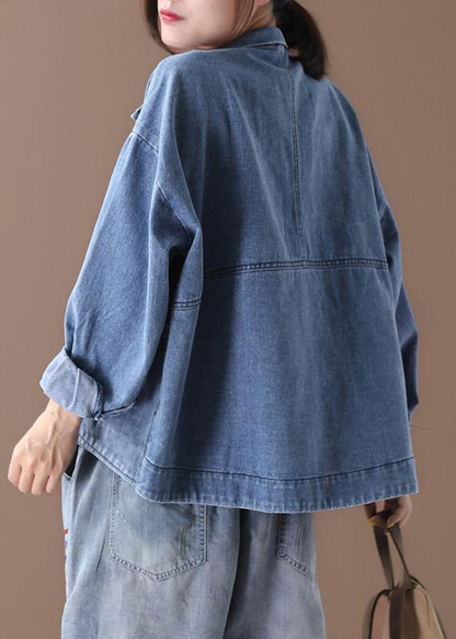 Stand-up Casual Jacket Denim Large Pocket Jacket