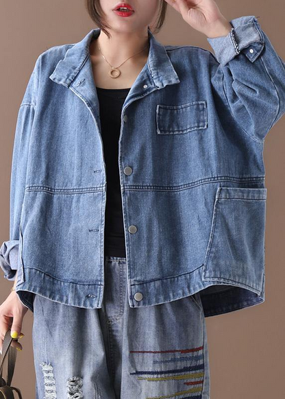 Stand-up Casual Jacket Denim Large Pocket Jacket