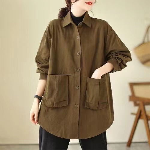 Loose Large Size Large Pocket Shirt Jacket