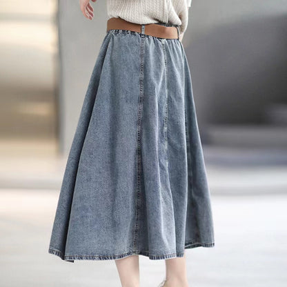 Vintage Patchwork A-Line Skirt Denim Skirt