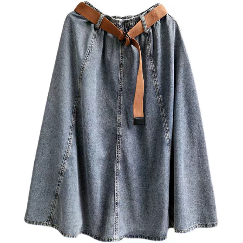 Vintage Patchwork A-Line Skirt Denim Skirt