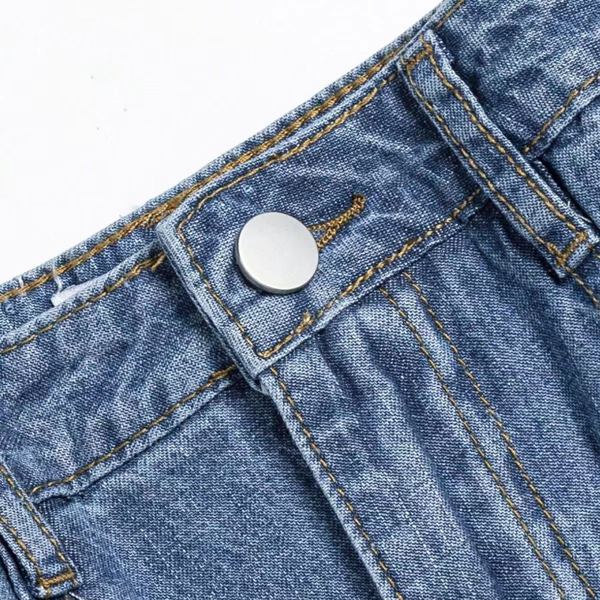 Vintage Irregular Patchwork A-Line Denim Skirt