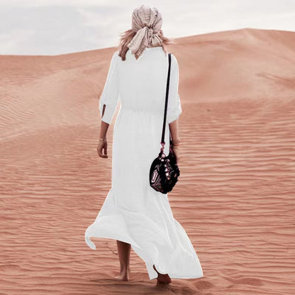 Buttoned Cardigan Beach Length Dress