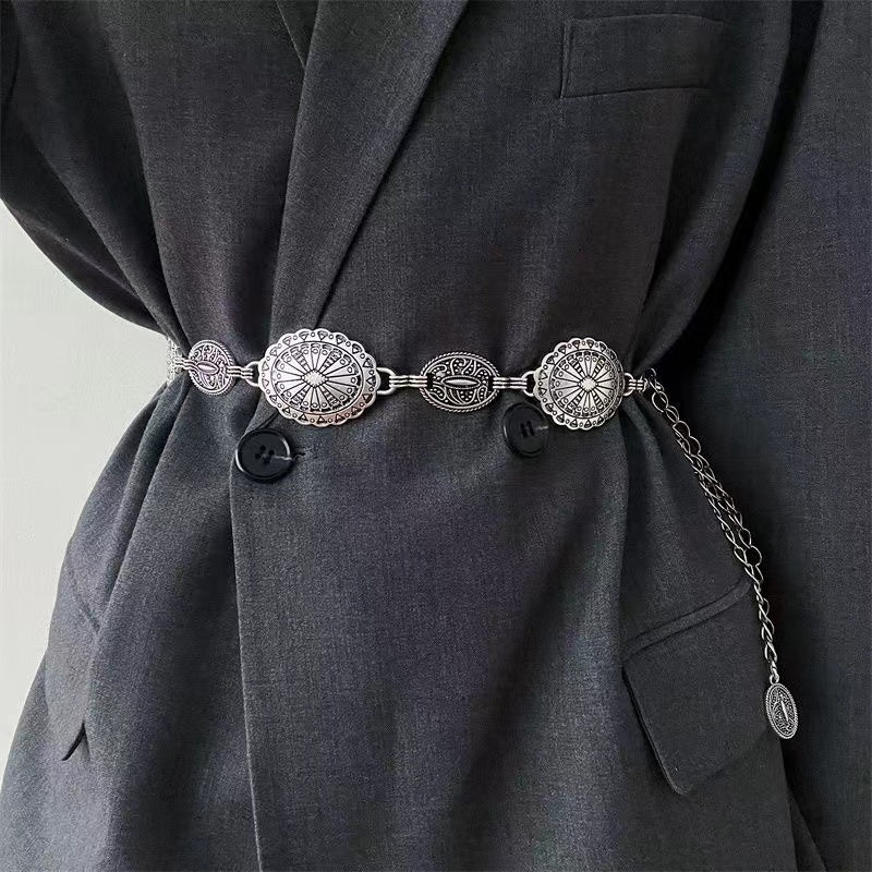 Women's Metal Chain Peplum Belt