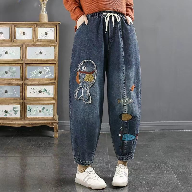Embroidered Pocket Harlan Jeans