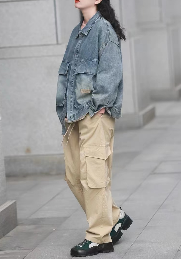 Oversized Pocket Denim Jacket Blue