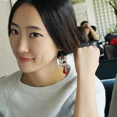 Chinese Style Double Happiness Dangling Earrings
