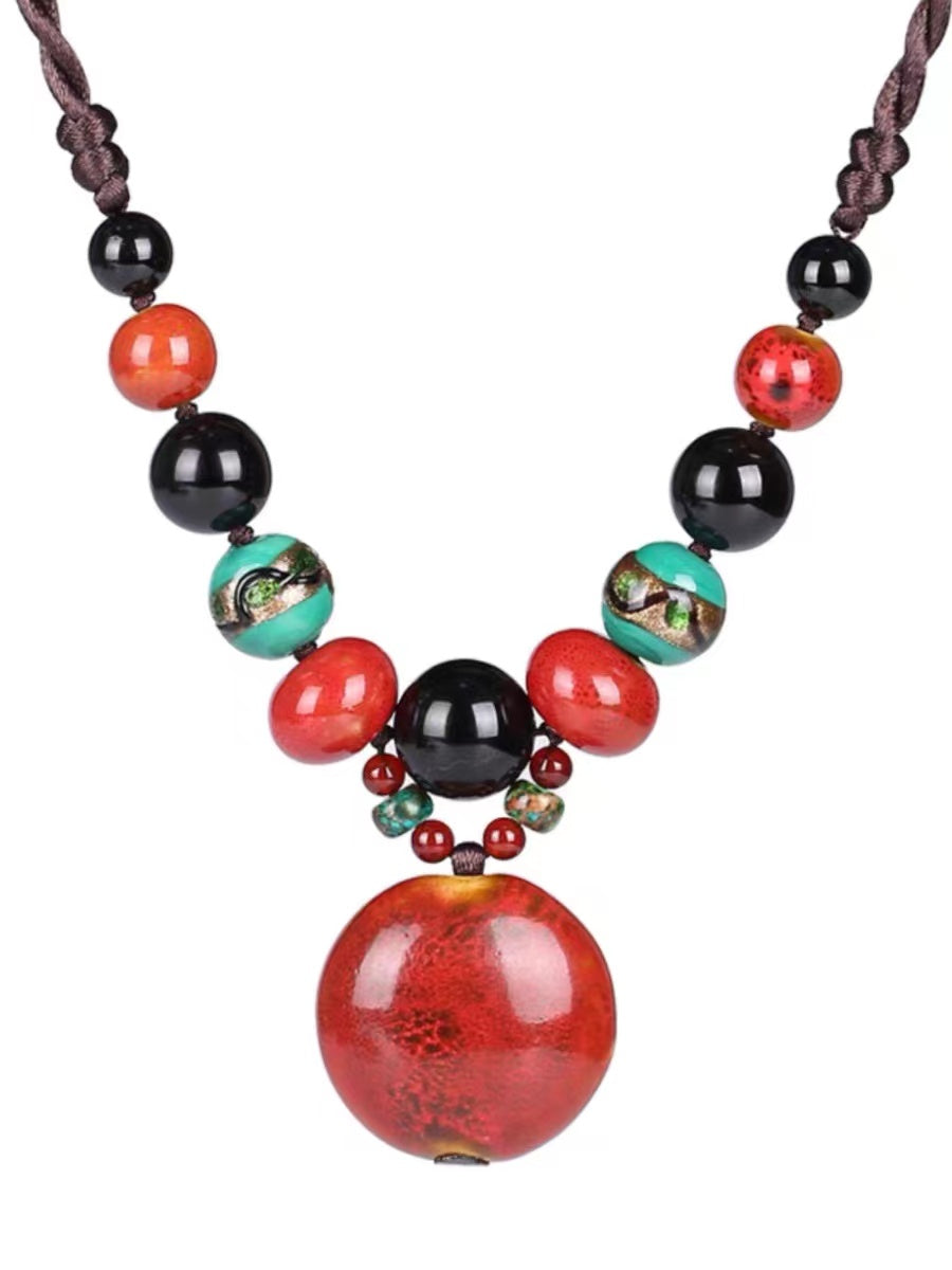 French Red Agate Pendant Necklace