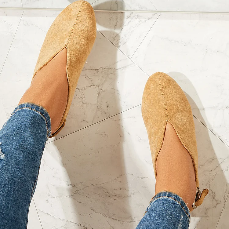 V Cut Flat Loafers Soft Women's Single Shoes