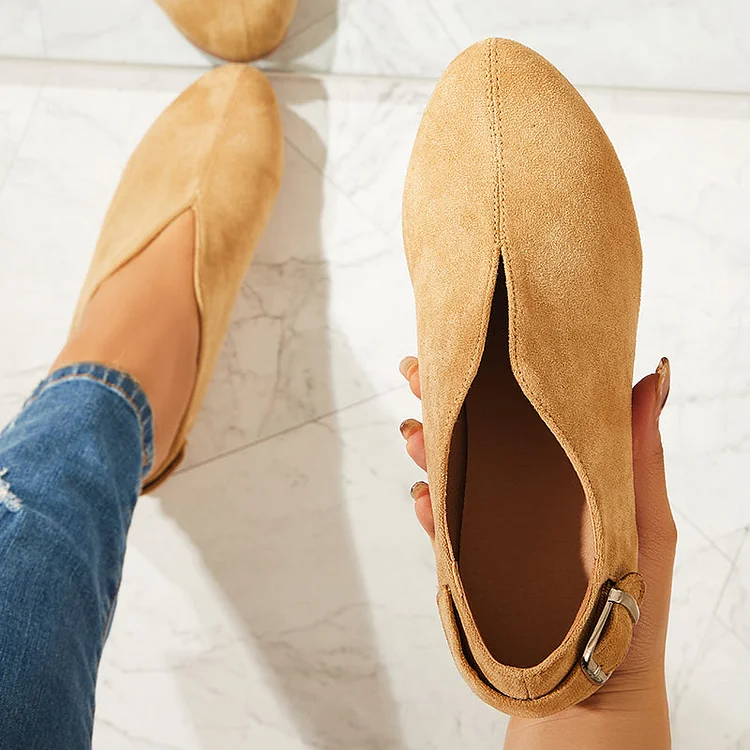 V Cut Flat Loafers Soft Women's Single Shoes