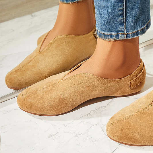 V Cut Flat Loafers Soft Women's Single Shoes