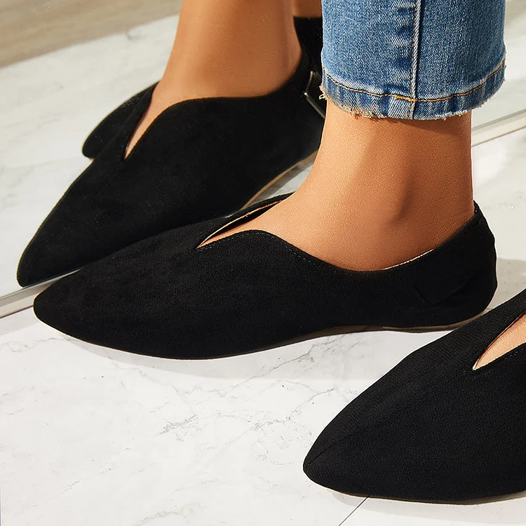 V Cut Flat Loafers Soft Women's Single Shoes