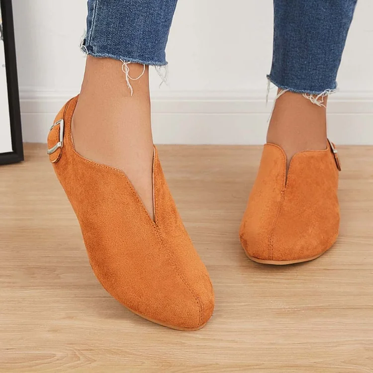 V Cut Flat Loafers Soft Women's Single Shoes