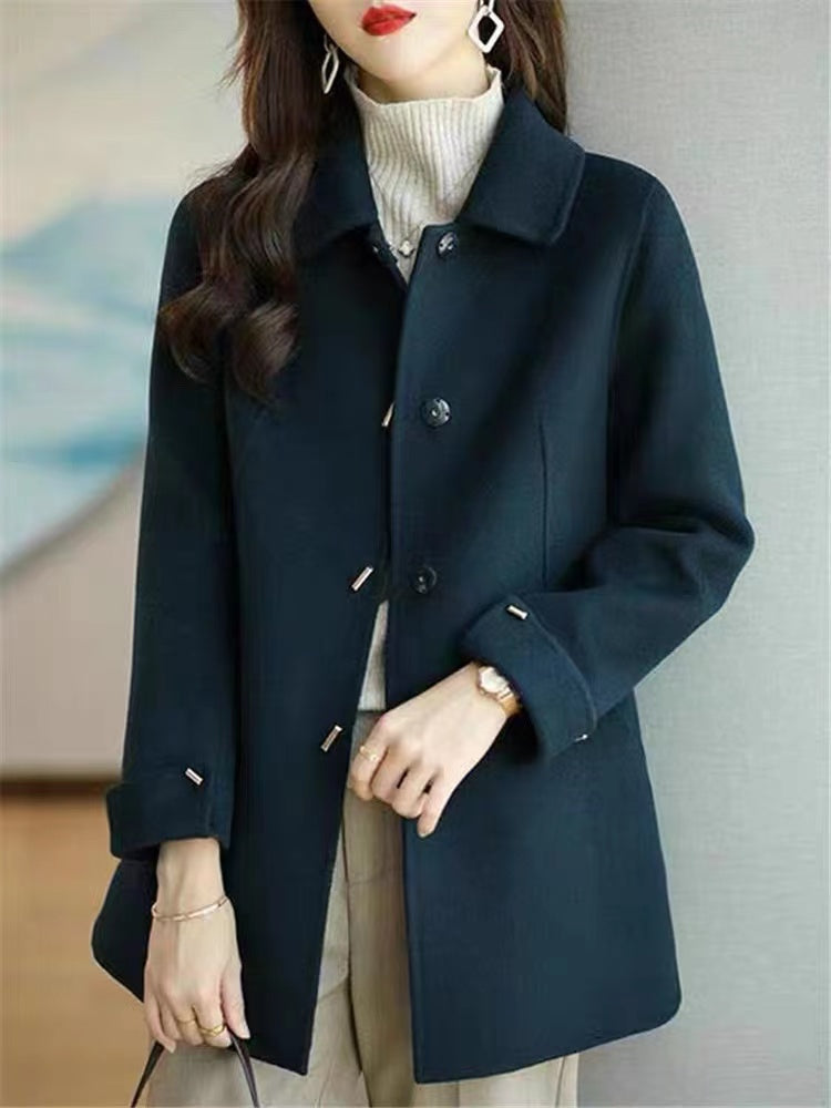 Wool Buttoned Lapel Pocket Jacket